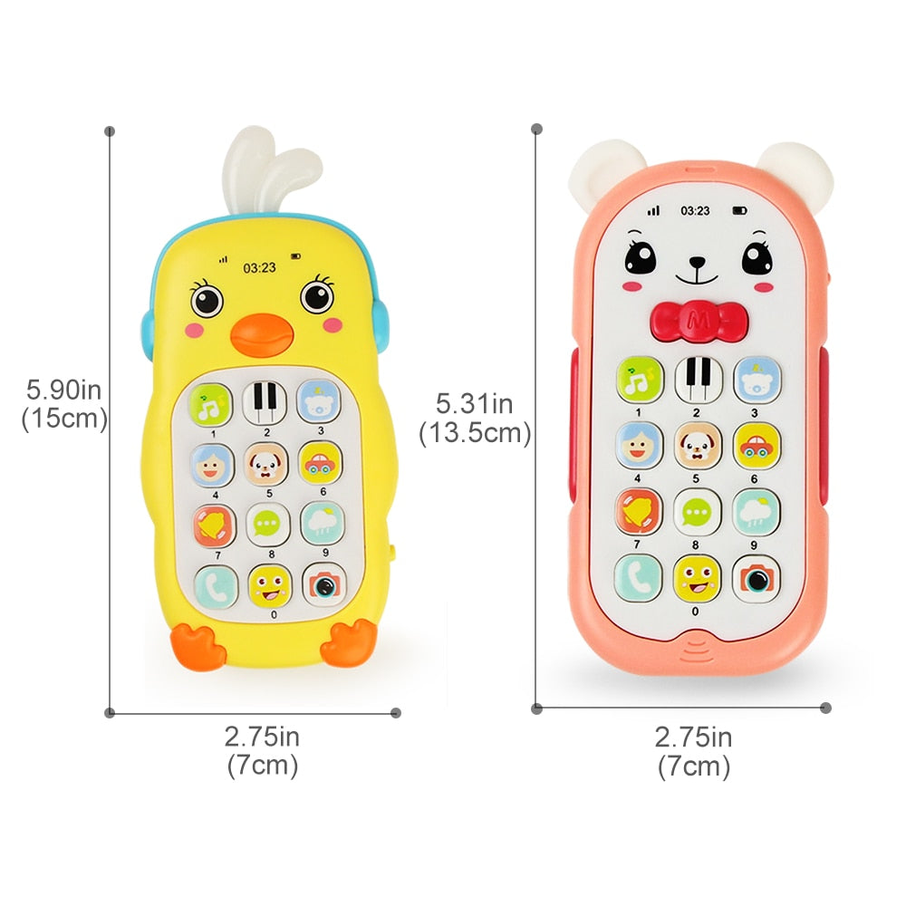 Baby Musical Mobile Phone Toys Cartoon Teether Telephone with Sound Light Cellphone Electronic Educational Toys for Infant Baby