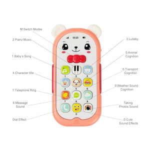 Baby Musical Mobile Phone Toys Cartoon Teether Telephone with Sound Light Cellphone Electronic Educational Toys for Infant Baby