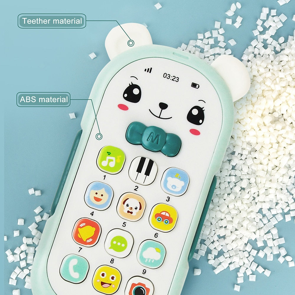 Baby Musical Mobile Phone Toys Cartoon Teether Telephone with Sound Light Cellphone Electronic Educational Toys for Infant Baby