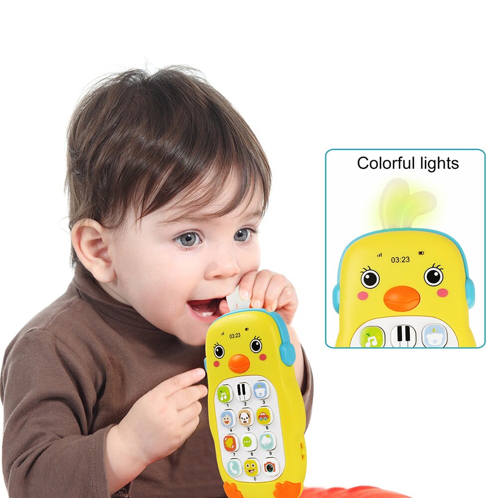 Baby Musical Mobile Phone Toys Cartoon Teether Telephone with Sound Light Cellphone Electronic Educational Toys for Infant Baby