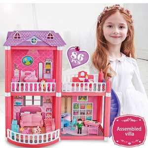 Children Handmade Dollhouse Castle DIY House Toys Miniature Doll house Birthday Gifts Toys Doll Villa Girl DIY Toys