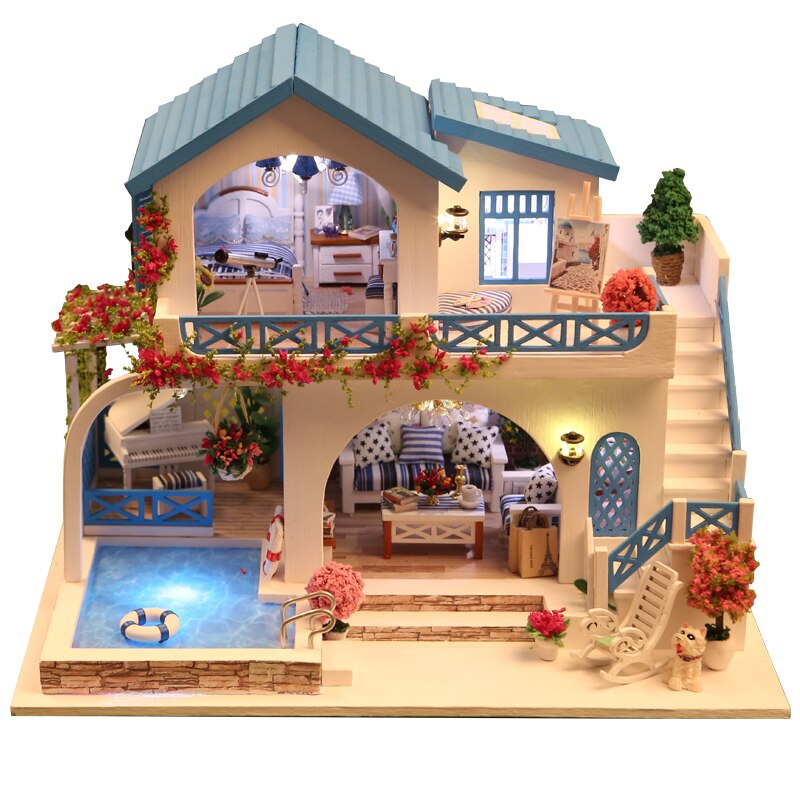 DIY Cute Doll House Furniture 3D Wooden Miniatures Dollhouse Toys Kids Handmade Assemble Toys For Children Girls Birthday Gifts