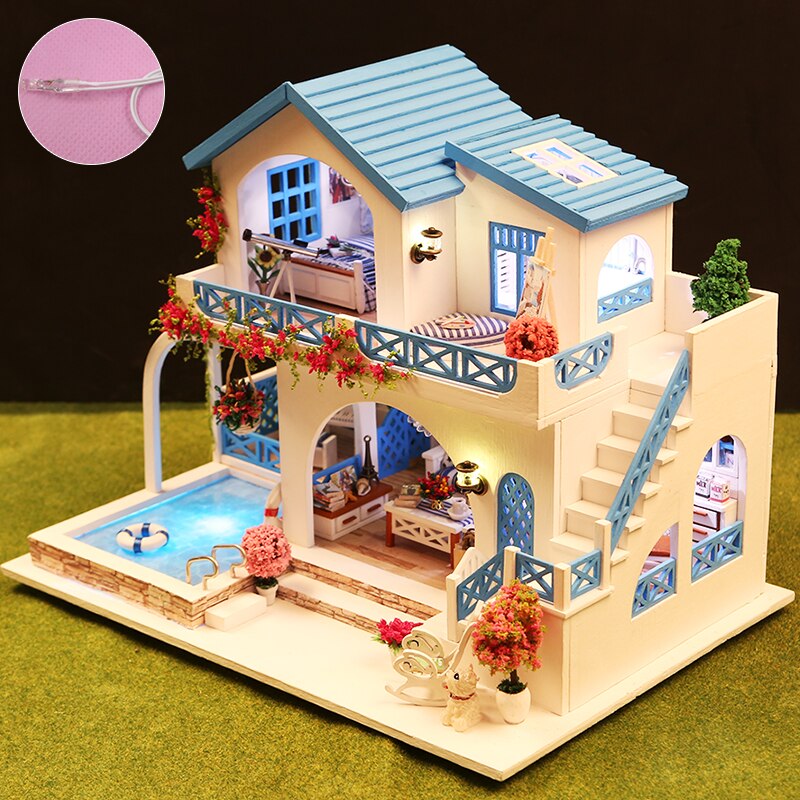 DIY Cute Doll House Furniture 3D Wooden Miniatures Dollhouse Toys Kids Handmade Assemble Toys For Children Girls Birthday Gifts