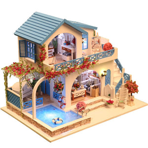 DIY Cute Doll House Furniture 3D Wooden Miniatures Dollhouse Toys Kids Handmade Assemble Toys For Children Girls Birthday Gifts