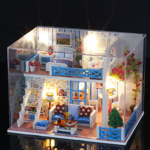 DIY Doll House Wooden Doll Houses Miniature Dollhouse Furniture Kit with LED Toys For children Christmas Gift Color box