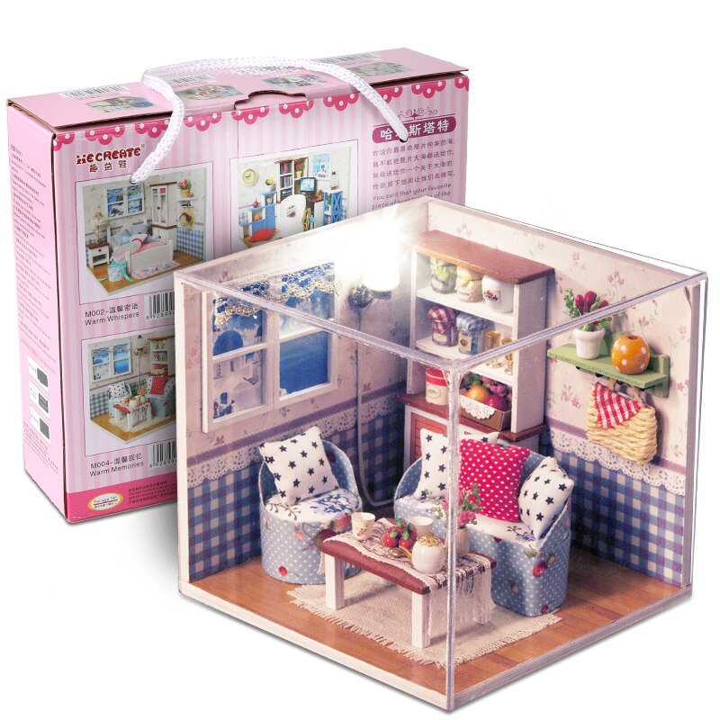 DIY Furniture Miniature Dollhouse 3D Model Wooden Houses Toys Miniaturas Doll house With Dust Cover and Color box For Children