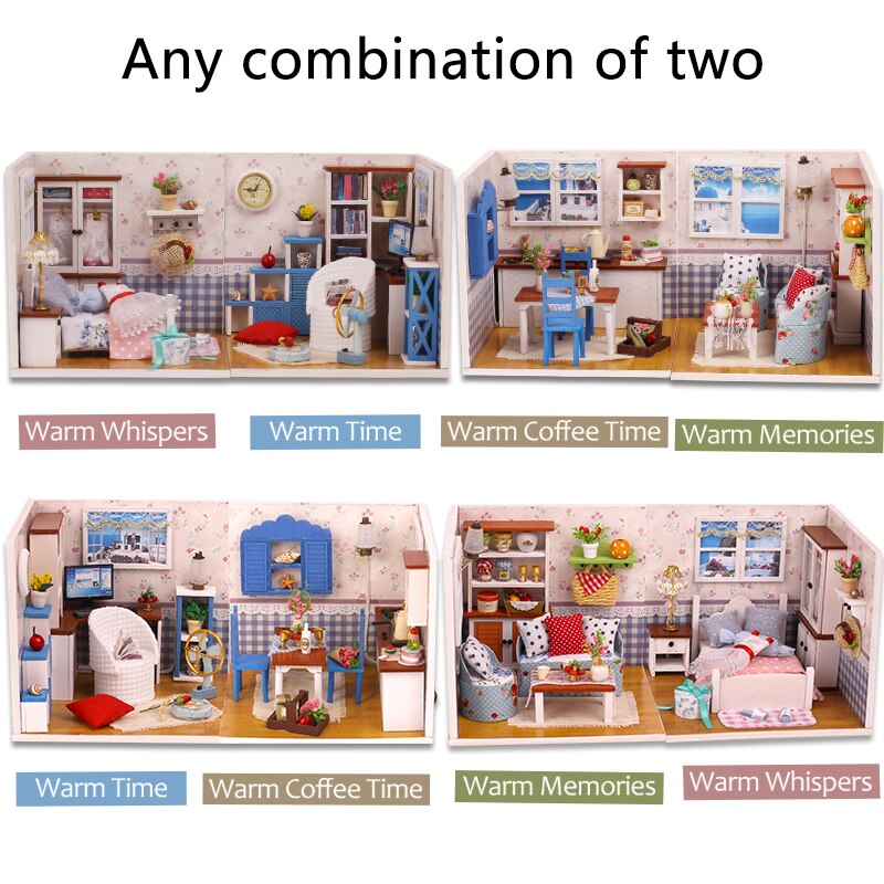 DIY Furniture Miniature Dollhouse 3D Model Wooden Houses Toys Miniaturas Doll house With Dust Cover and Color box For Children