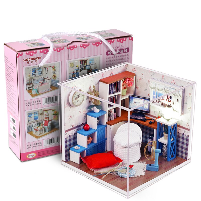 DIY Furniture Miniature Dollhouse 3D Model Wooden Houses Toys Miniaturas Doll house With Dust Cover and Color box For Children