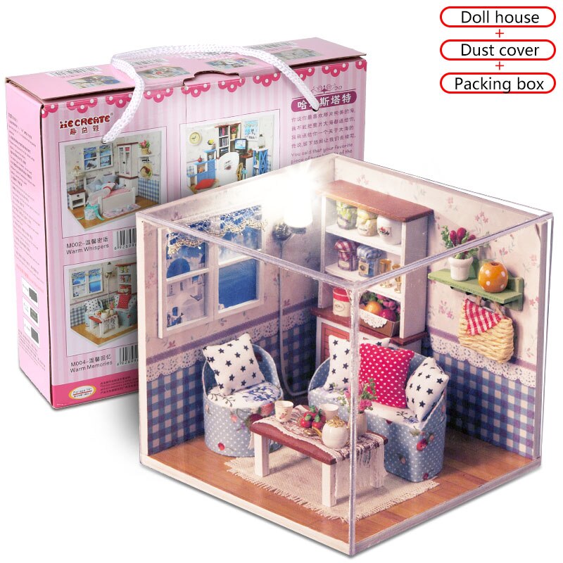 DIY Furniture Miniature Dollhouse 3D Model Wooden Houses Toys Miniaturas Doll house With Dust Cover and Color box For Children