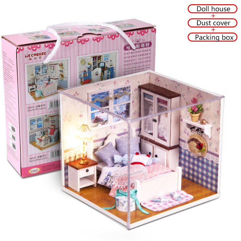 DIY Furniture Miniature Dollhouse 3D Model Wooden Houses Toys Miniaturas Doll house With Dust Cover and Color box For Children