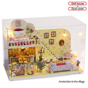 Doll House Miniature Dollhouse With Furniture Kit Wooden House Miniatures Toys For Children New Year Christmas Gift Color box