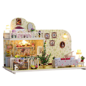 Doll House Miniature Dollhouse With Furniture Kit Wooden House Miniatures Toys For Children New Year Christmas Gift Color box