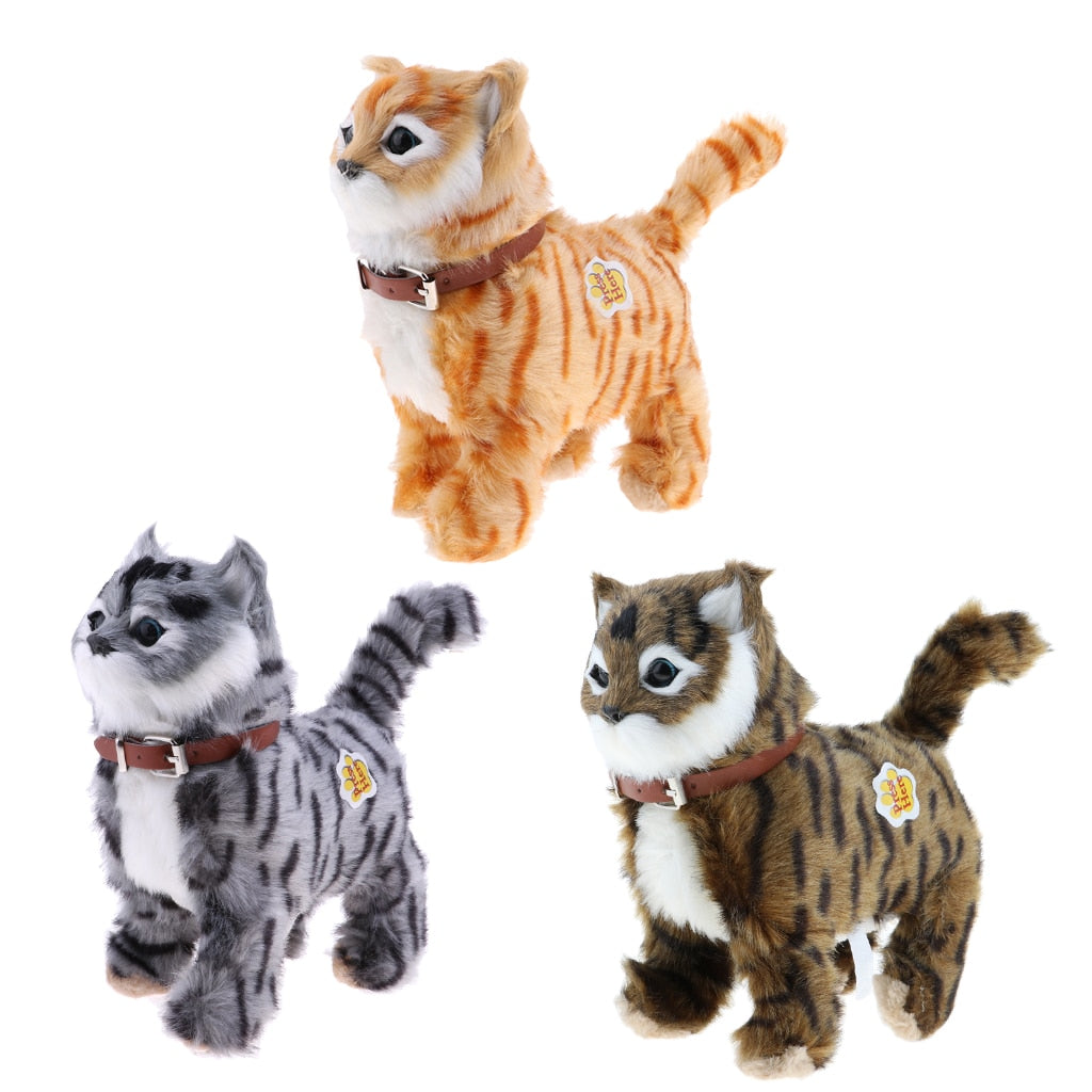 Electronic Plush Cat Toys Stuffed Toys Walking Cat Meow Toys Kids Children Animal Toy Birthday Gift Home Office Decoration