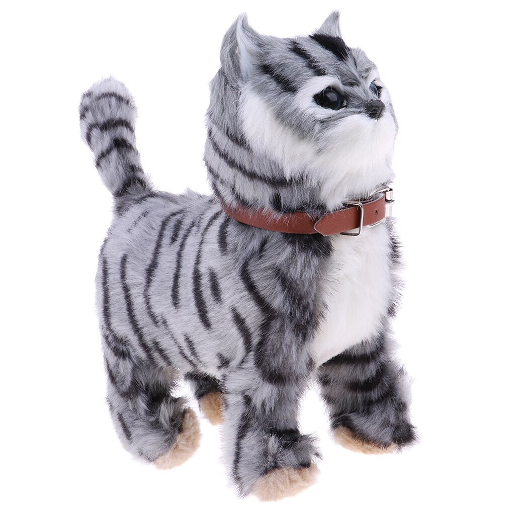 Electronic Plush Cat Toys Stuffed Toys Walking Cat Meow Toys Kids Children Animal Toy Birthday Gift Home Office Decoration