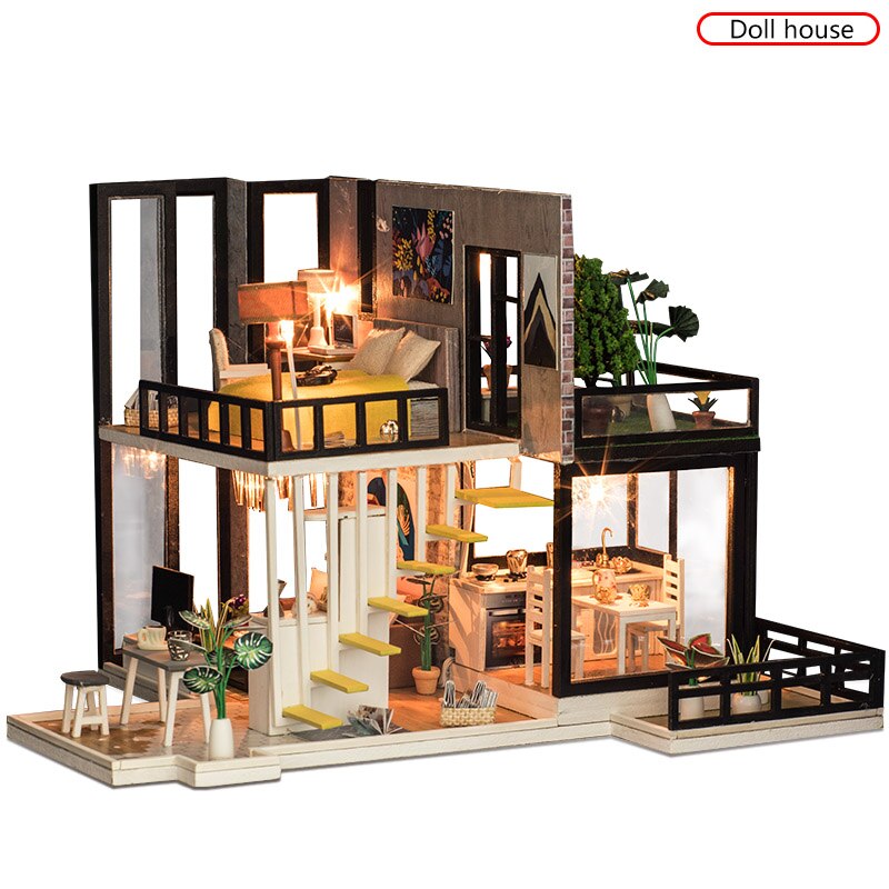 Forest Miniatures Doll House Children DIY Furniture Miniaturas Dollhouse Toys Handmade 3D Loft Dollhouses For Children Gifts