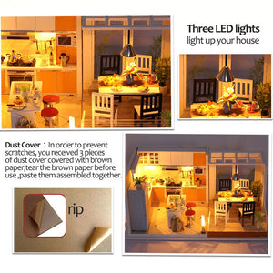 Simplicity Miniaturas Doll House DIY 3D Furniture Miniatures Dollhouse Toys Kitchen House With Led Light Gift box For Children