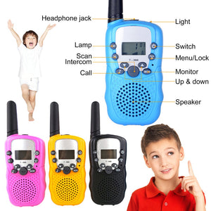 T388 UHF Two Way Radio Portable Handheld Children's Walkie Talkie with Built-in Led torch Mini Toy Gifts for Kids Boy Girls