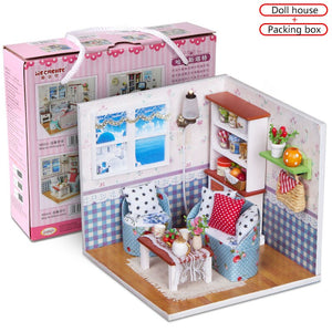 Warm Memories Doll House Children Handmade 3D Miniatures Dollhouse Furniture Kit Toys DIY Wooden Sweet Room House With Led light