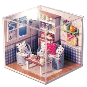 Warm Memories Doll House Children Handmade 3D Miniatures Dollhouse Furniture Kit Toys DIY Wooden Sweet Room House With Led light