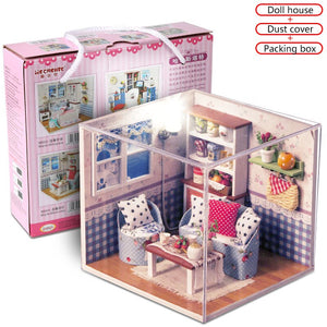 Warm Memories Doll House Children Handmade 3D Miniatures Dollhouse Furniture Kit Toys DIY Wooden Sweet Room House With Led light