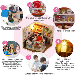 Warm Memories Doll House Children Handmade 3D Miniatures Dollhouse Furniture Kit Toys DIY Wooden Sweet Room House With Led light