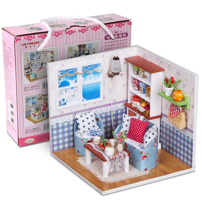 Warm Memories Doll House Children Handmade 3D Miniatures Dollhouse Furniture Kit Toys DIY Wooden Sweet Room House With Led light