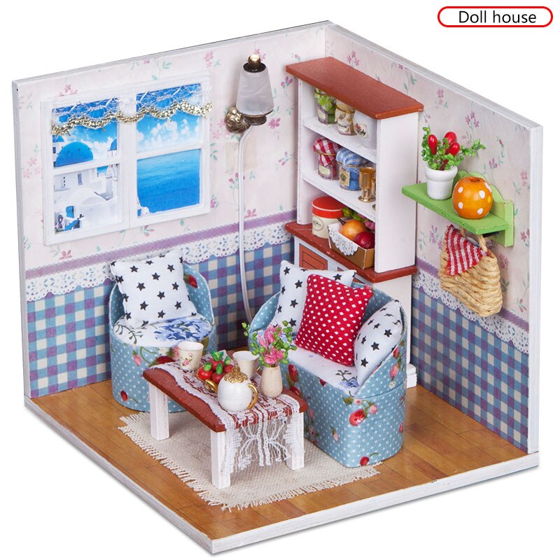 Warm Memories Doll House Children Handmade 3D Miniatures Dollhouse Furniture Kit Toys DIY Wooden Sweet Room House With Led light