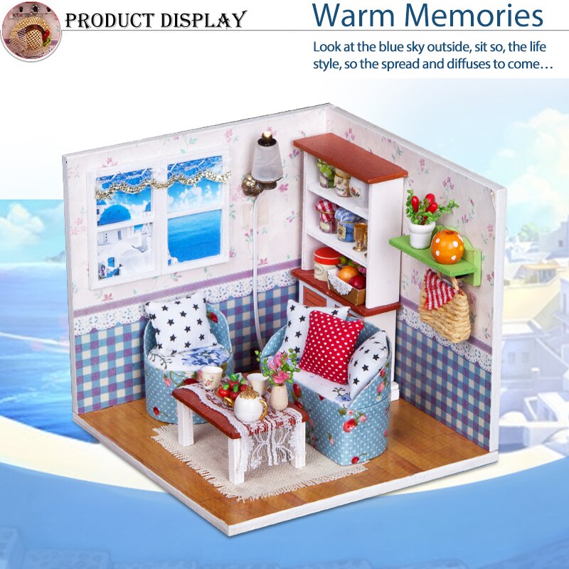 Warm Memories Doll House Children Handmade 3D Miniatures Dollhouse Furniture Kit Toys DIY Wooden Sweet Room House With Led light