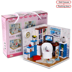 Warm Time Doll House Handmade 3D Miniatures Dollhouse Furniture Kit Toys Children DIY Wooden Leisure Room House Box For Children