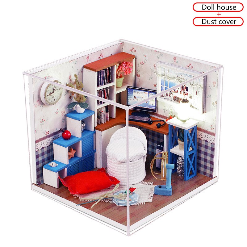 Warm Time Doll House Handmade 3D Miniatures Dollhouse Furniture Kit Toys Children DIY Wooden Leisure Room House Box For Children