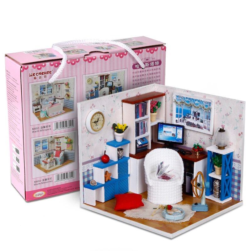 Warm Time Doll House Handmade 3D Miniatures Dollhouse Furniture Kit Toys Children DIY Wooden Leisure Room House Box For Children