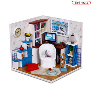 Warm Time Doll House Handmade 3D Miniatures Dollhouse Furniture Kit Toys Children DIY Wooden Leisure Room House Box For Children