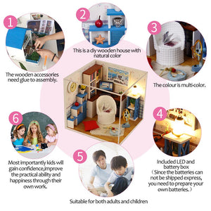 Warm Time Doll House Handmade 3D Miniatures Dollhouse Furniture Kit Toys Children DIY Wooden Leisure Room House Box For Children