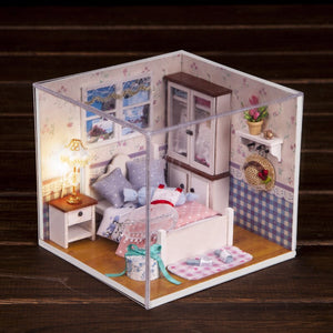 Warm Whispers Doll House DIY 3D Miniatures Furniture Dollhouse Toys Children Assemble Wooden Beach House With Led light For Gift