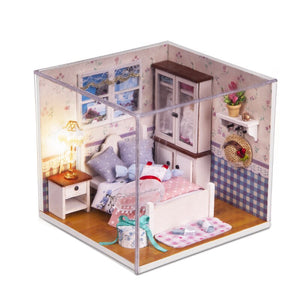 Warm Whispers Doll House DIY 3D Miniatures Furniture Dollhouse Toys Children Assemble Wooden Beach House With Led light For Gift