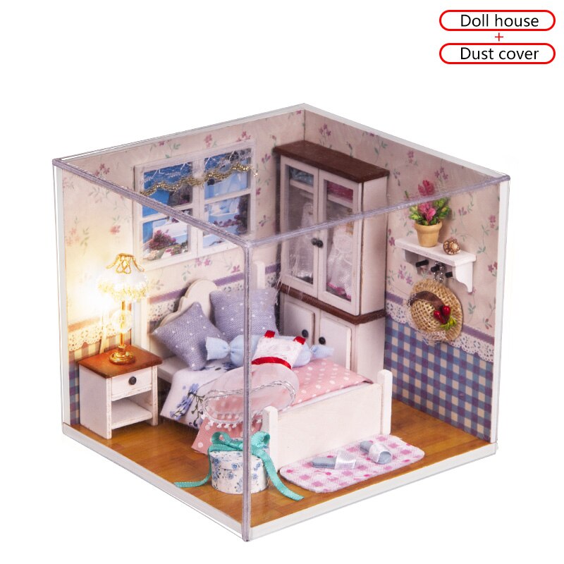 Warm Whispers Doll House DIY 3D Miniatures Furniture Dollhouse Toys Children Assemble Wooden Beach House With Led light For Gift